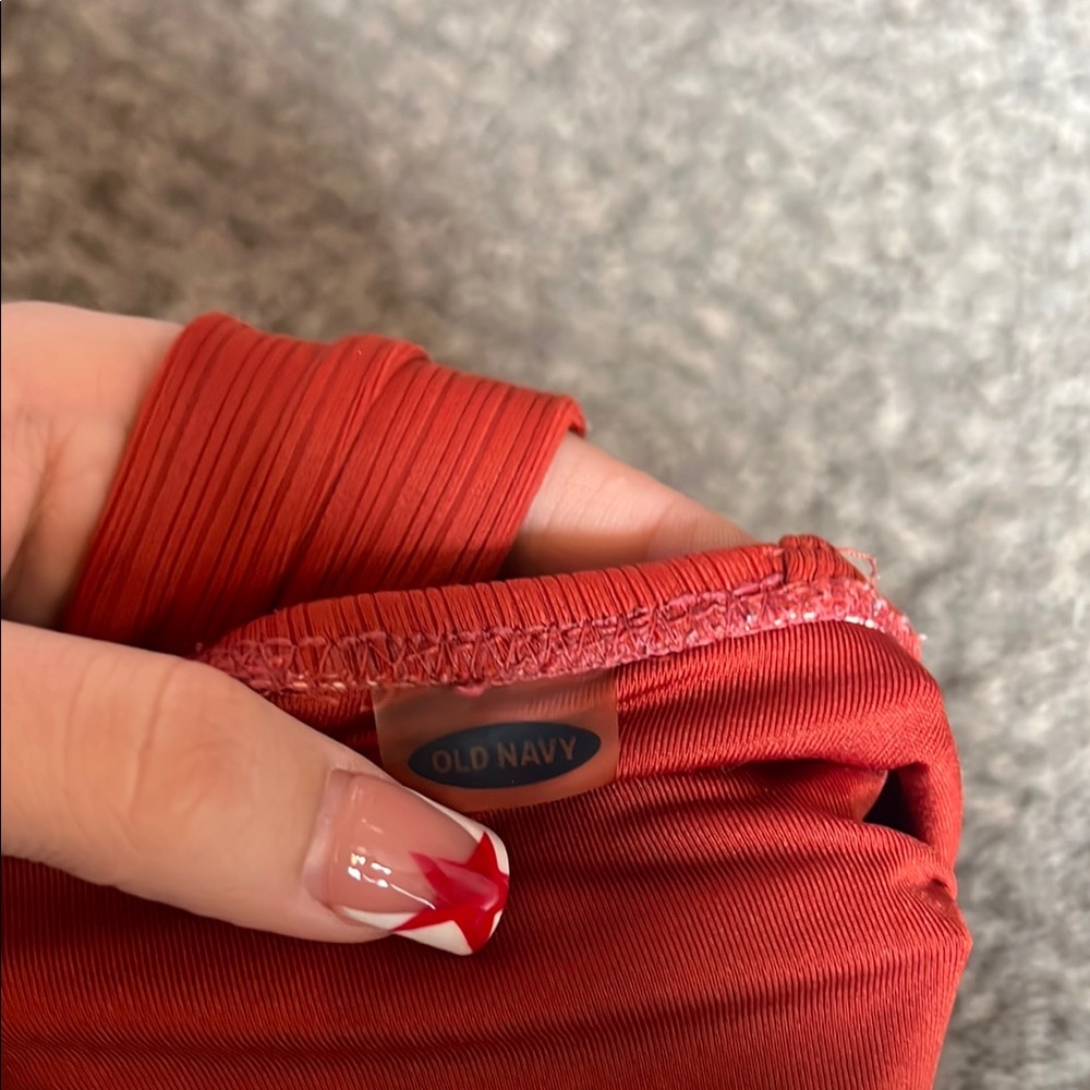 Red Ribbed Women's Top - Picture 2 of 4